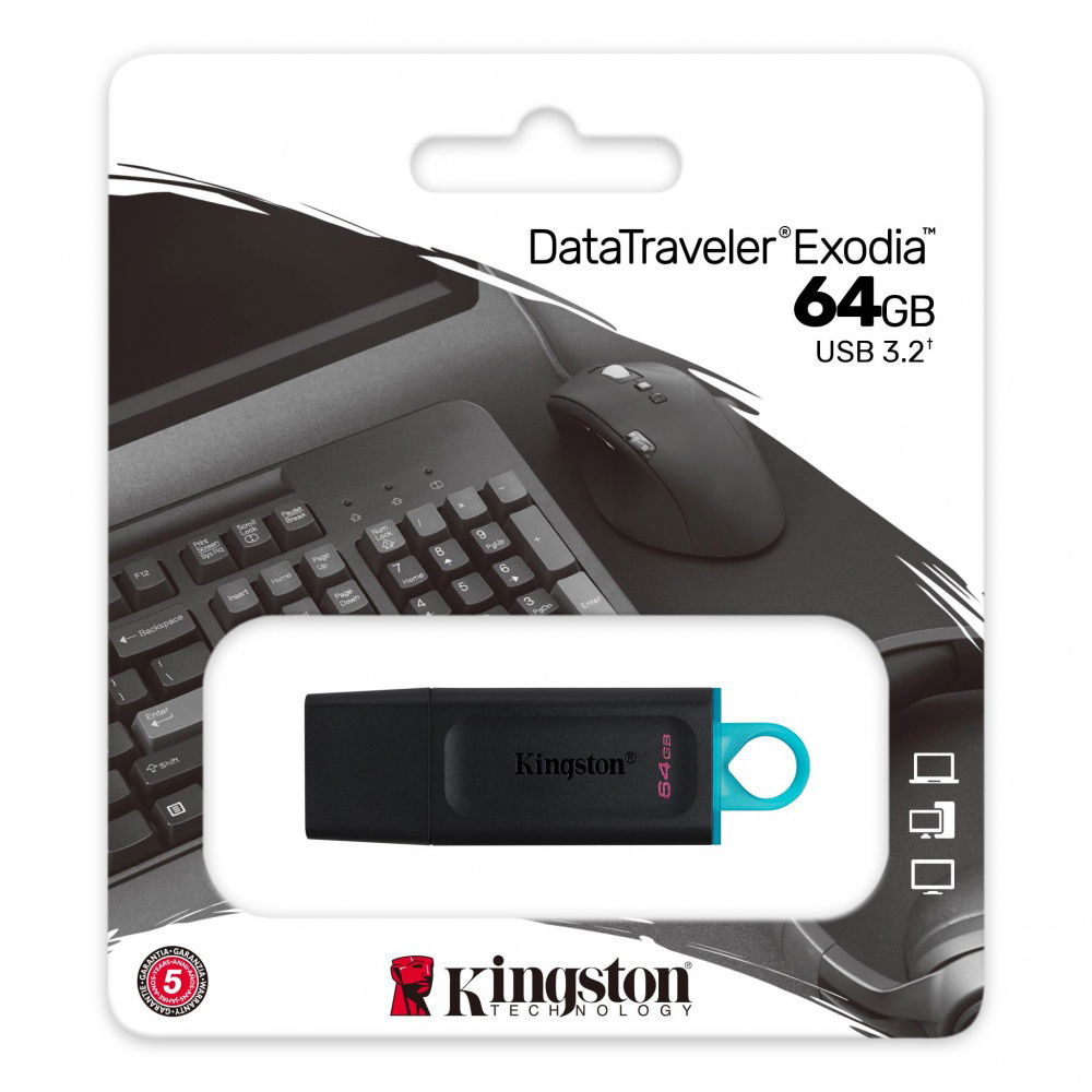 Memoria USB Kingston DataTraveler Exodia, 64GB, USB A, Negro Memoria USB Kingston DataTraveler Exodia, 64GB, USB A, Negro