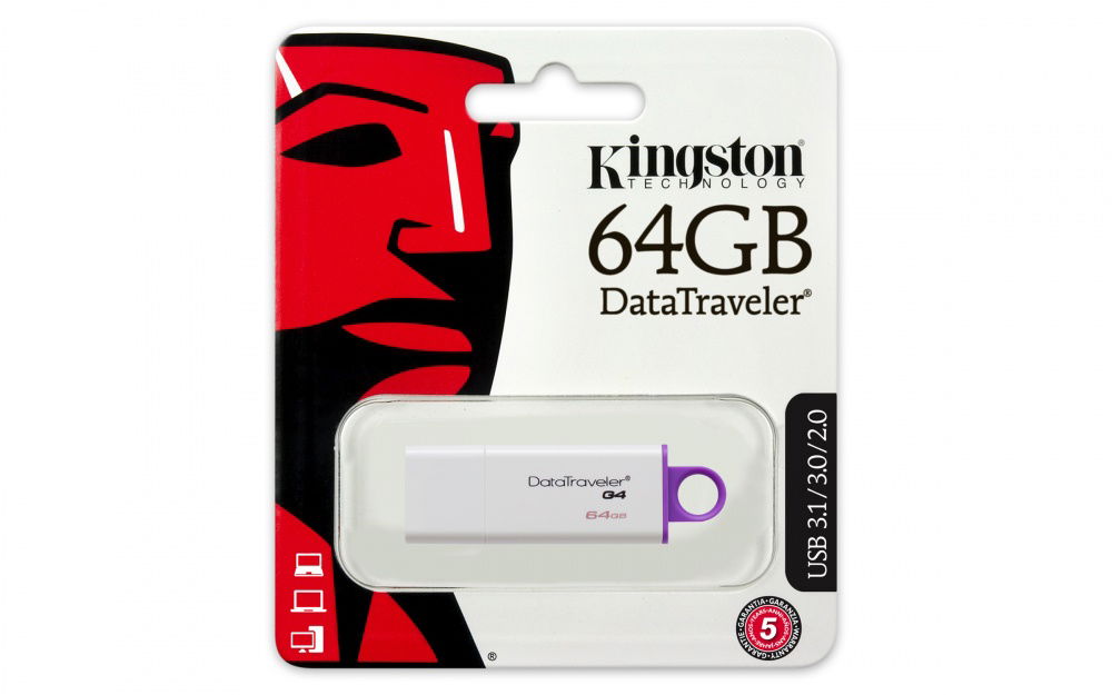 Memoria USB Kingston DataTraveler I G4, 64GB, USB 3.0, Púrpura/Blanco Memoria USB Kingston DataTraveler I G4, 64GB, USB 3.0, Púrpura/Blanco
