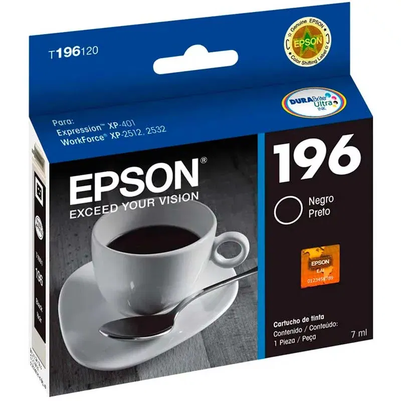  Cartucho de Tinta Negra Epson T196 Tinta