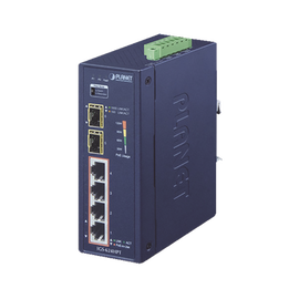 Switch industrial No administrable de 4 puertos PoE 10/100/1000T 802.3at, 2 Puertos SFP 10/1000X