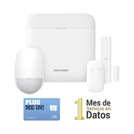 (AX PRO) KIT de Alarma AX PRO con GSM (3G/4G) / Incluye: 1 Hub / 1 Sensor PIR / 1 Contacto Magnético / 1 Control Remoto /1 MICROSIM30M2M incluye 1 mes de servicio/ Wi-Fi / Compatible con Hik-Connect P2P