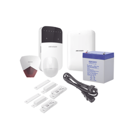KIT Panel de Alarma / 1 Panel Híbrido / 1 Teclado 8 zonas / 1 PIR / 2 Contactos Magnéticos / 1 Cable de alimentación / 1 Sirena/ 1 Bateria de 12vcc 4.5Amp