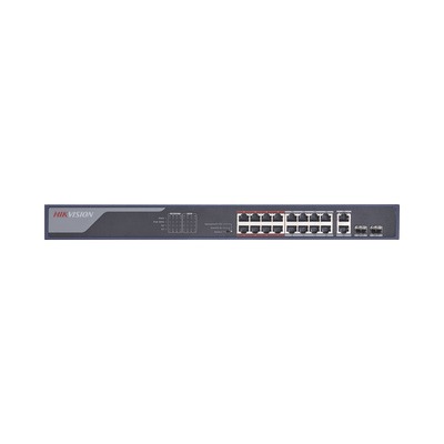 Switch PoE 250 Metros LARGA DISTANCIA / 16 puertos 802.3 af/at (30 W) 10/100 Mbps + 2 puertos Gigabit + 2 puertos SFP