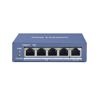 Hikvision Value Series DS-3E0505P-E/M - Conmutador - sin gestionar - 1 x 10/100/1000 (subida) + 4 x 10/100/1000 (PoE) - sobremesa - PoE (35 W)