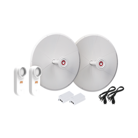Kit de 2 radios C5X con antenas TXPD30C5X (30 dBi), rango de frecuencia extendida (4.9 a 6.4 GHz), incluye inyector POE y cable de alimentación