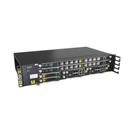 OLT Carrier Class Modular GPON con 2 Tajetas de Servicio GCOB + 2 Fuentes PWRD (-48Vcc), hasta 32 Puertos GPON, 2UR