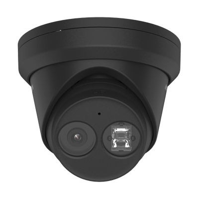 Turret IP 4 Megapixel / Color Negro / Lente 2.8 mm / 30 mts IR EXIR / Exterior IP67 / WDR 120 dB / PoE / Videoanaliticos (Filtro de Falsas Alarmas)  / Micrófono Integrado / Ultra Baja Iluminación
