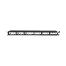 Panel de Parcheo Modular Mini-Com (Sin Conectores), Plano de Instalación al Ras, Sin Blindaje, de 24 puertos, 1UR