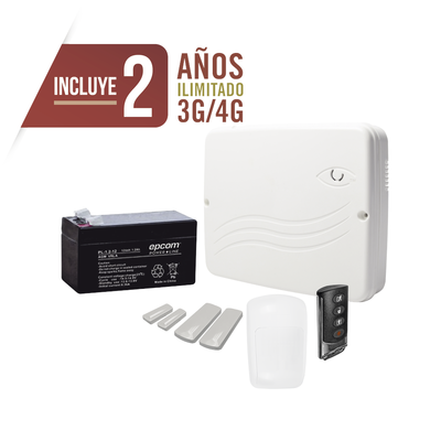 KIT Alarma Cloud Híbrido/Comunicador 4G Lte Integrado/8 Zonas Cableadas, 32 Inalambricas /Programación 100% vía WEB