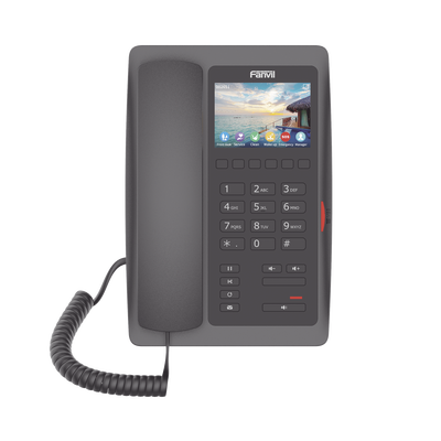 Teléfono para Hotelería, profesional de gama alta con pantalla LCD de 3.5 pulgadas a color, 6 teclas programables para servicio rápido (Hotline) PoE