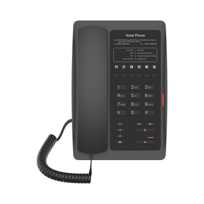 Teléfono IP para Hotelería, profesional con 6 teclas programables para servicio rápido (Hotline), plantilla personalizable con PoE
