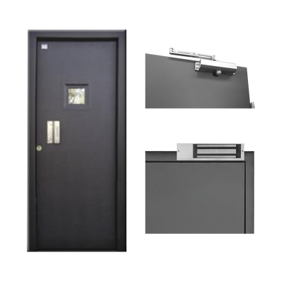 KIT  de Puerta con mirilla Nivel II (Rifle, Revolver 38 Súper, Magnum .357, 45 Automática)  con chapas  magnéticas  y  cierra puertas