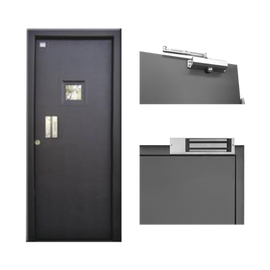 KIT  de Puerta con mirilla Nivel II (Rifle, Revolver 38 Súper, Magnum .357, 45 Automática)  con chapas  magnéticas  y  cierra puertas