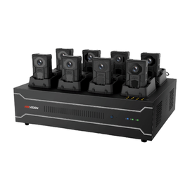 Estación de descarga para cámaras corporales DS-MCW405 marca Hikvision.