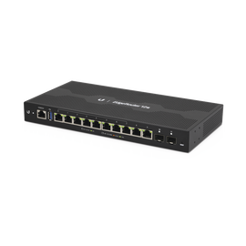 EdgeRouter 12 PoE pasivo 24 V, con 10 puertos 10/100/1000 Mbps + 2 puertos SFP, con funciones avanzadas de ruteo