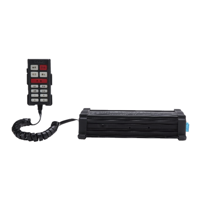 Sirena Vehicular de 100W de Potencia, Con Controlador Unimando Para Tonos, Control de 3 Salidas Auxiliares y Microfono