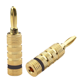 Conector Banana Tipo Tornillo para Bocinas | Instalaciones Profesionales de Audio | Chapado en Oro | Color Negro (1 Pieza)