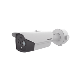 Bala IP Dual / Térmica 3.6 mm (256 × 192) / Óptico 4.3 mm (4 Megapixel) / 30 mts IR / Exterior IP67 / PoE / Termométrica / Detección de Temperatura / Sirena y Luz Intermitente Integrada