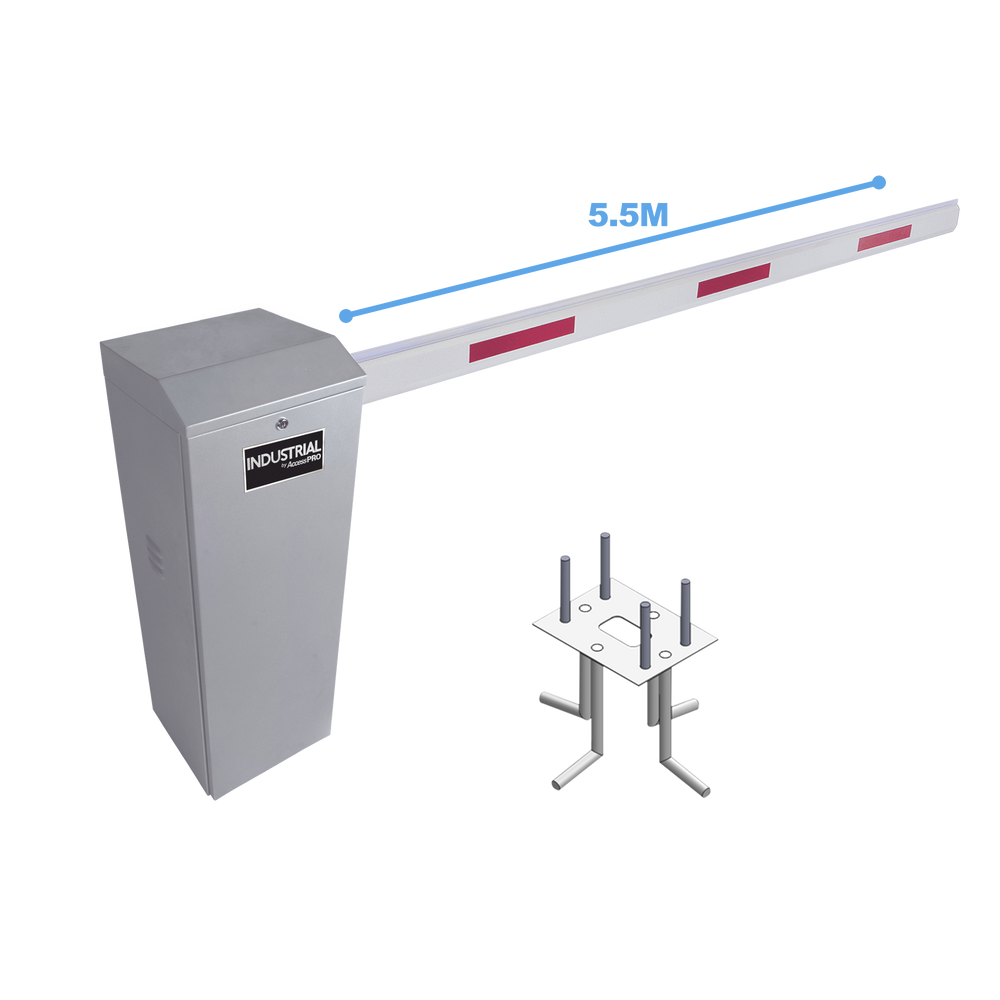Vehicular Barrier Gate Kit (Right) with Telescopic Arm of 3.6 to 5.5 m and Barrier Base