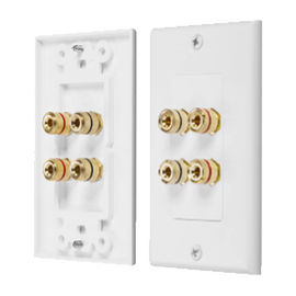 Placa de Pared | Postes de Unión Tipo Banana | Conexión para 2 Altavoces | Fácil Instalación | Conectores Chapados en Oro
