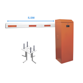 Kit de Barrera Vehicular Izquierda Color Naranja con Brazo Telescopico de 3.6 a 5.5 m y Base Para Barrera