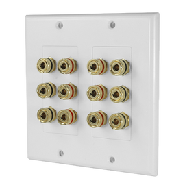 Placa de Pared | Postes de Unión Tipo Banana | Conexión para 6 Altavoces | Fácil Instalación | Conectores Chapados en Oro