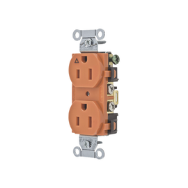 Contacto Dúplex Conexión a Tierra Aislada/ 15A 125V/ 2 polos 3 Hilos/ Nema 5-15R /Grado Comercial/ Color Naranja.