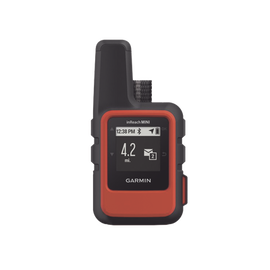 Navegador satelital InReach Mini color naranja, con cobertura global mediante la red Iridium, cuenta con botón de emergencia, batería para hasta 50 horas, GPS y brujula.