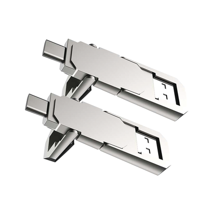 Kit de 2 Memorias USB Dual de 128GB / USB-C y USB-A / Transferencia de Alta Velocidad / Metálica / Compatible con Dispositivos Móviles, Windows, Mac y Linux