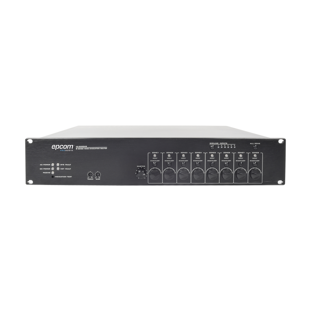 Controlador de Extensión de Evacuación de Voz -  8 Zonas, 500W, Soporta Máx. 19 SF6200MS en Cascada