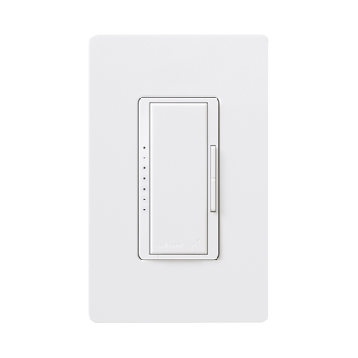 Atenuador (dimmer) un solo polo/multilocación 120VCA/600W (INC/MLV/HAL) o 150W (CFL/LED), apaga, enciende y atenúa iluminación. No requiere cable neutro