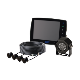 Sistema alámbrico de cámara y monitor de 5.6” con sensores de reversa