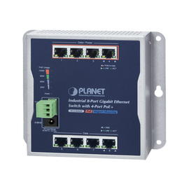 Switch Industrial de Pared de 8 puertos Gigabit con 4 puertos PoE+ 802.3at
