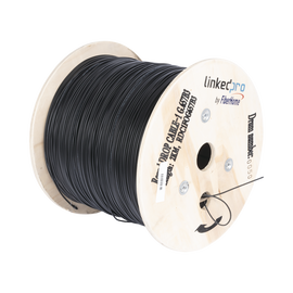 Carrete de 2 km de Fibra Óptica Aérea redonda (Figura 0) G.657B3 tipo Drop, Monomodo, 1 hilo, forro de 3 mm