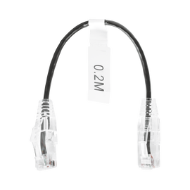 Cable de Parcheo Slim UTP Cat6 - 20 cm Negro Diámetro Reducido (28 AWG)