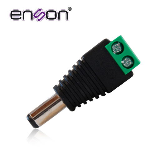 CONECTOR DE CORRIENTE ENS-MC01 MACHO ENSON, TIPO JACK 3.5 MM PARA ALIMENTAR CAMARAS CCTV O REALIZAR EMPALME DE CABLEADO, CON BLOQUE POLARIZADO(+/-) PARA ATORNILLAR CABLE DE CORRIENTE O UTP, MEDIDAS DEL CONECTOR 2.1 x 5.5 MM
