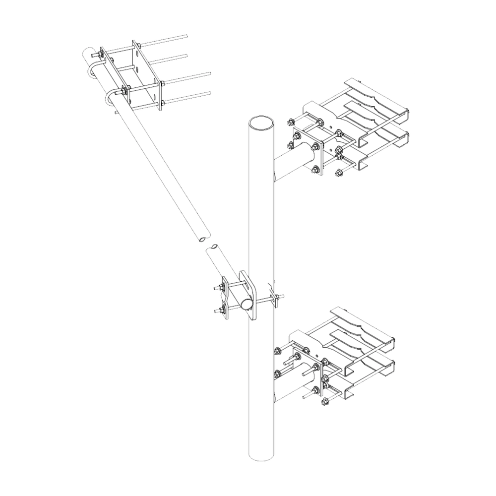 Montaje Lateral Reforzado con 30 cm de Separación . Mástil de 4-1/2