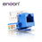 CONECTOR JACK ENSON ENS-JC6BL CAT6 COLOR AZUL A 90 GRADOS PONCHADO CON PINZAS Y CUBREPOLVO.