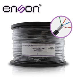 CABLE UTP CAT5E ENSON 13151B305 DOBLE FORRO SERIE PRO-II CALIBE 24 AWG 100% COBRE BOBINA DE 305 METROS FORRO PE COLOR NEGRO Y PVC COLOR GRIS USO EXTERIOR RECOMENDADO PARA CCTV, VIDEO IP Y REDES BASE 10,100