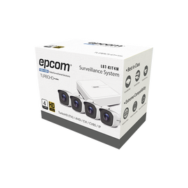 Kit TurboHD 720p / DVR 4 canales / 4 Cámaras Bala de Policarbonato / 4 Cables 18 Mts / 1 Fuente de Poder Profesional / Compatible con Hik-Connect P2P