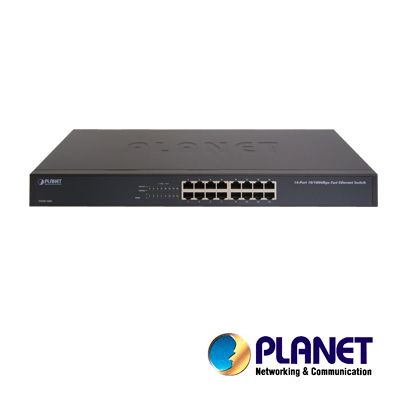SWITCH NO ADMINISTRABLE / PLANET FNSW-1601 / 16 PUERTOS RJ45 / VELOCIDAD DE TRANSMISIÓN 10/100 Mbps / DIP SWITCH (ESTÁNDAR, VLAN, CONTROL DE FLUJO, AMPLIAR DISTANCIA) / MONTAJE EN RACK / AUTONEGOCIACIÓN DE PUERTOS / 13W DE CONSUMO.
