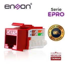 CONECTOR MODULAR JACK RJ45 ENSON EPRO-TLJACK5E-RD SERIE PRO TERMINADO SIN PINZAS, POSICION VERTICAL CAT5E COLOR ROJO COMPATIBLE CON PLACAS ENSON EPRO-FP CONECTOR MODULAR JACK RJ45 ENSON EPRO-TLJACK5E-RD SERIE PRO TERMINADO SIN PINZAS, POSICION VERTICAL CAT5E COLOR ROJO COMPATIBLE CON PLACAS ENSON EPRO-FP