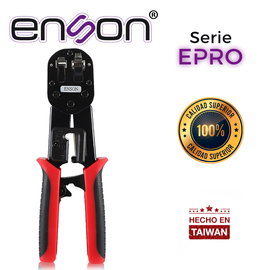 PINZA PONCHADORA ENSON EPRO-PLUGTOOL SERIE EPRO, DISEÑADA PARA EL PONCHADO CON PLUG FACIL PONCHADO SERIE EPRO, PONCHA PLUGS RJ45 Y RJ11, CUENTA CON GUILLOTINA QUE CORTA EL EXCESO DE CABLE UTP, LO CUAL AGILIZA Y AHORRA TIEMPO EN PROYECTOS PINZA PONCHADORA ENSON EPRO-PLUGTOOL SERIE EPRO, DISEÑADA PARA EL PONCHADO CON PLUG FACIL PONCHADO SERIE EPRO, PONCHA PLUGS RJ45 Y RJ11, CUENTA CON GUILLOTINA QUE CORTA EL EXCESO DE CABLE UTP, LO CUAL AGILIZA Y AHORRA TIEMPO EN PROYECTOS
