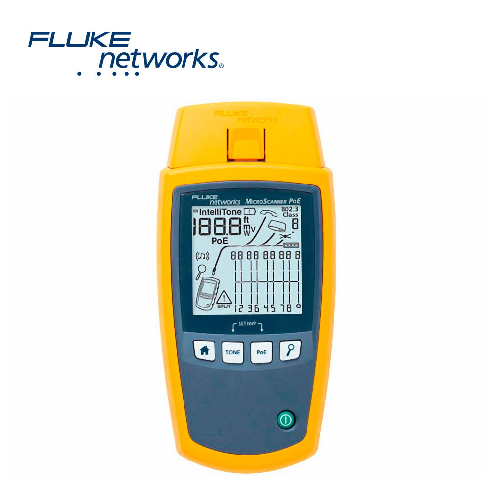 Verificador de Red MicroScanner PoE, para Comprobación de Redes de Voz, Datos, Video y PoE 802.3af, at, bt y UPOE, Con Pantalla LCD Retroiluminada