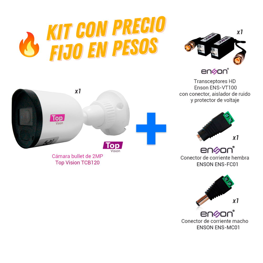 BULLET CON TRANSCEPTOR 1x CAMARA TCB120 +1x TRANSCEPTOR ENS-VT100+ 1x ENS-FC01 HEMBRA+ 1x ENS-MC01 MACHO BULLET CON TRANSCEPTOR 1x CAMARA TCB120 +1x TRANSCEPTOR ENS-VT100+ 1x ENS-FC01 HEMBRA+ 1x ENS-MC01 MACHO