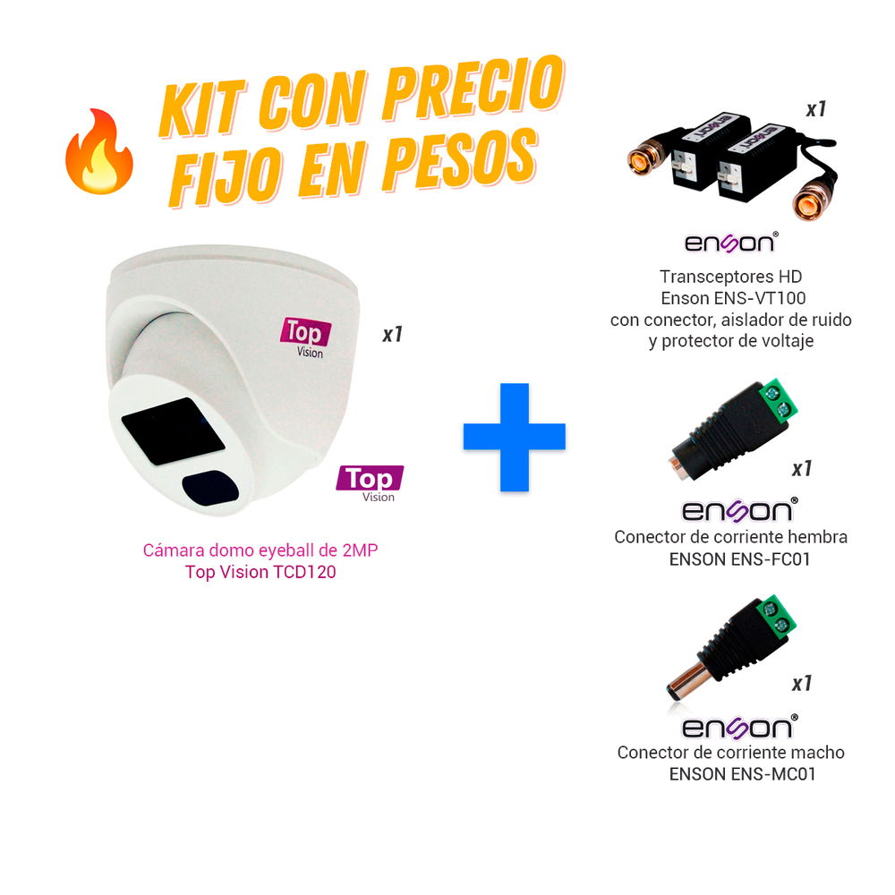 DOMO CON TRANSCEPTOR 1x CAMARA TCD120 +1x TRANSCEPTOR ENS-VT100+ 1x ENS-FC01+ 1x ENS-MC01 MACHO