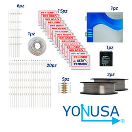 KIT DE CERCA ELECTRIFICADA CON ACCESORIOS PARA 100METROS INCLUYE:
ENERGIZADOR, BATERIA ENS-BT412, CABLE, ALAMBRE, POSTES, LETREROS Y TENSORES KIT DE CERCA ELECTRIFICADA CON ACCESORIOS PARA 100METROS INCLUYE:
ENERGIZADOR, BATERIA ENS-BT412, CABLE, ALAMBRE, POSTES, LETREROS Y TENSORES