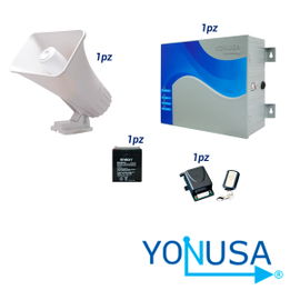 KIT ENERGIZADOR DECERCAS CON SALIDA A SIRENA ENERGIZADOR YONUSA EY NG 12000 1 + BATERIA ENS-BT412 + SIRENA PAM-SRE30W + RECEPTOR CON SALIDA A SIRENA AX-REC12