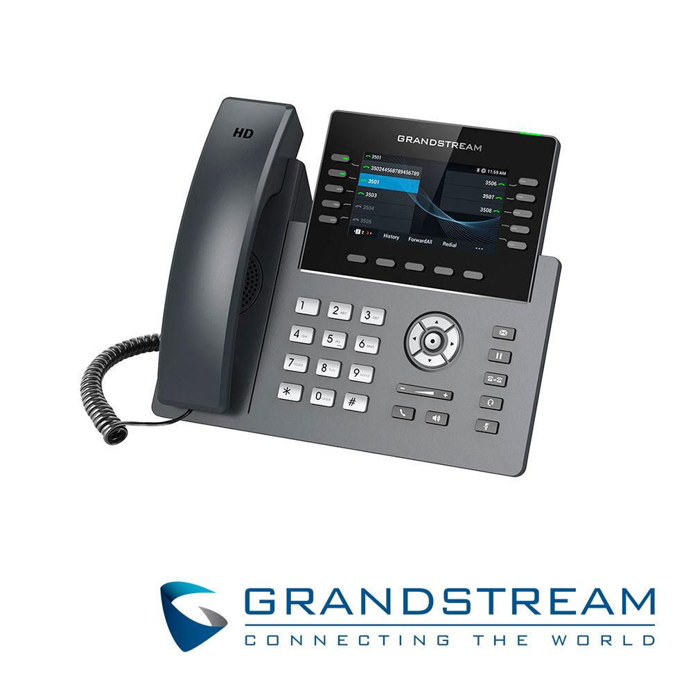 TELEFONO IP HD GRADO CARRIER GRANDSTREAM GRP2615, 5 CUENTAS SIP, 10 LINEAS, 10 TECLAS MULTI FUNCION, PANTALLA LCD DE 3.5, 2XGIGAETH, PLACA FRONTAL INTERCAMBIABLE, SOPORTA POE 802.3AF, WIFI DUALBAND AC, BLUETOOTH, INCLUYE ADAPTADOR 12V