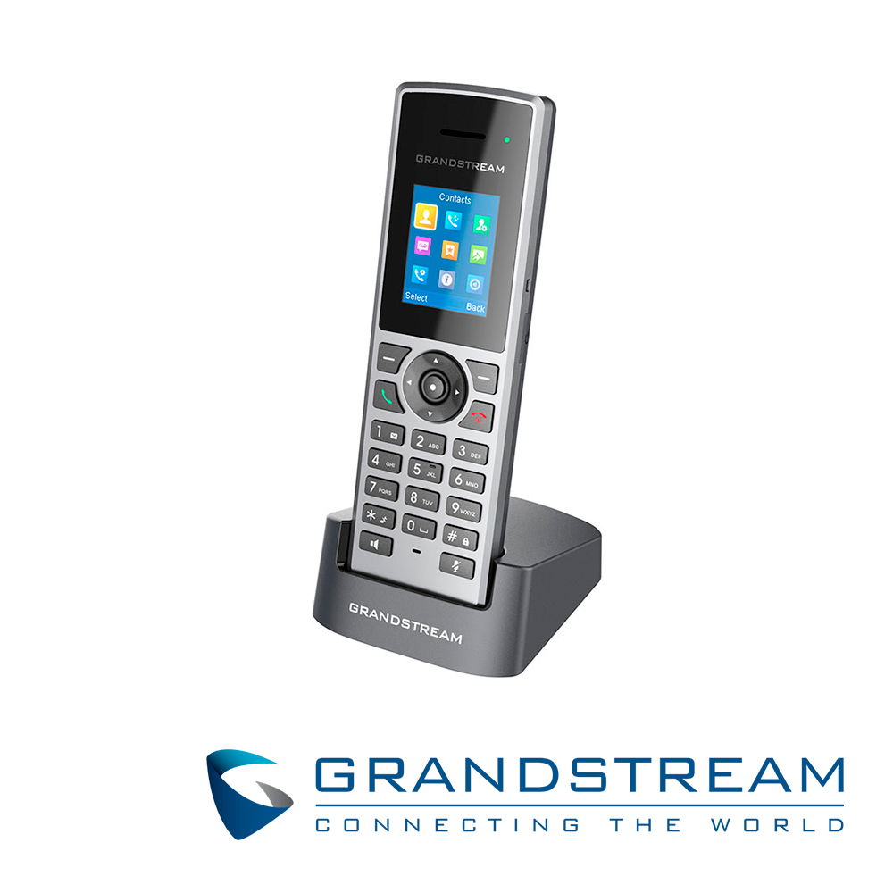TELEFONO VOIP INALAMBRICO DECT GRANDSTREAM DP722, SE ENLAZA CON LA ESTACIONES BASE DP750/DP752 CON ALCANCE 350/50MTS EXTERIOR/INTERIOR, PANTALLA LCD 1.8'' A COLOR, HASTA 10 LINEAS, INCLUYE ADAPTADOR MICRO-USB 5VDC, BASE, CLIP CINTURON Y 2 BATERIAS